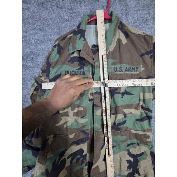 US Army BDU Jacket Mens Small Short Woodland Camo Combat Coat Ripstop ERICKSON - Picture 12 of 16